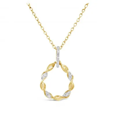 10K Yellow Gold Diamond Oval Shaped Pendant