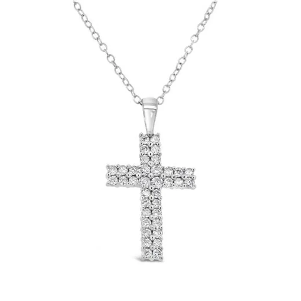 10K White Gold 0.50CTW Diamond Cross Pendant