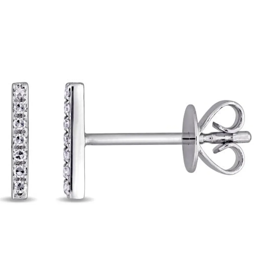 Julianna B 14K White Gold Diamond Bar Earrings