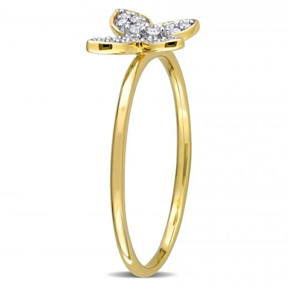 Julianna B 10K Yellow Gold 0.12CTW Diamond Butterfly Ring