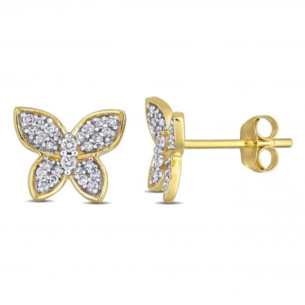 Julianna B 10K Yellow Gold 0.20CTW Diamond Butterfly Studs