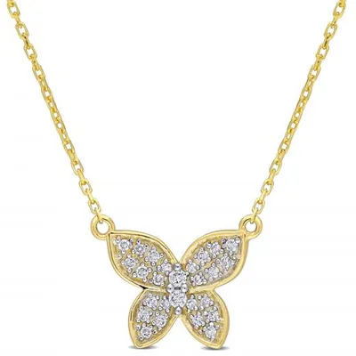 Julianna B 10K Yellow Gold 0.13CTW Diamond Butterfly Pendant