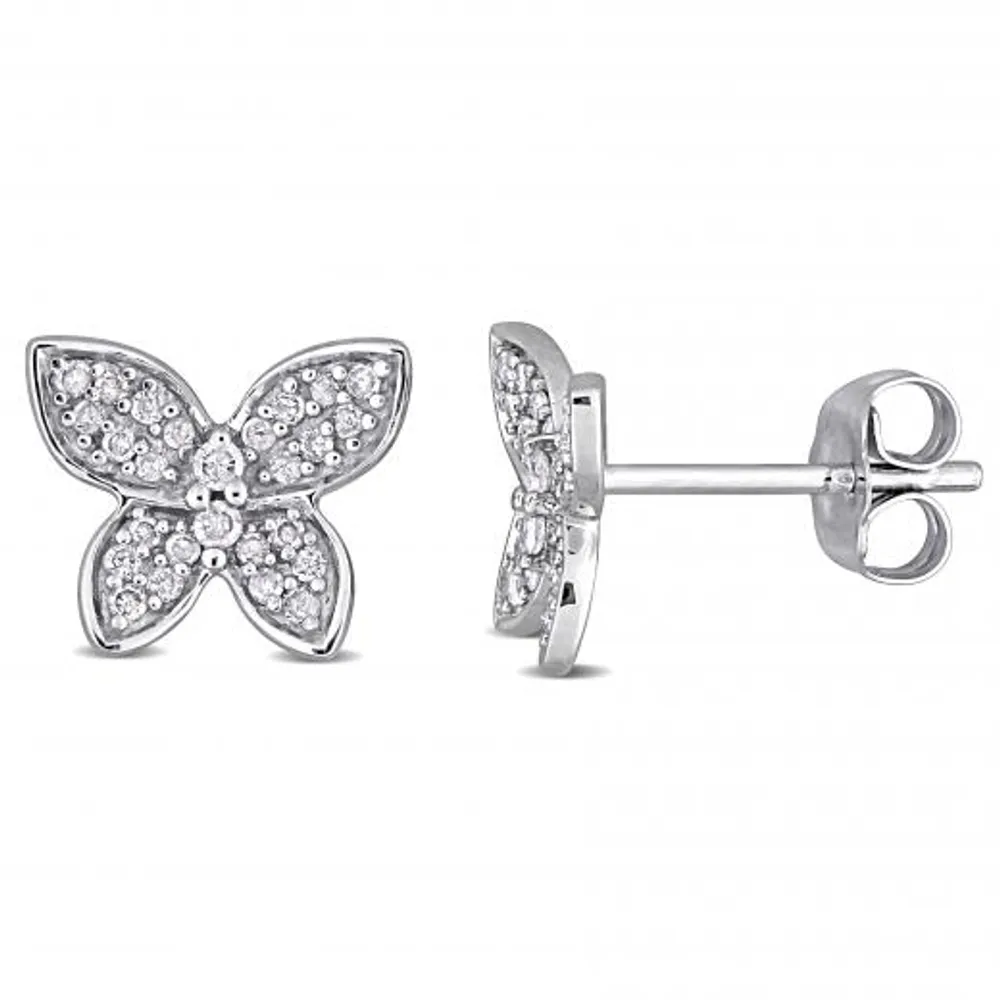 Julianna B 10K White Gold 0.20CTW Diamond Butterfly Studs