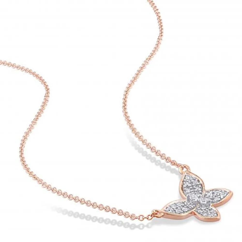 Julianna B 10K Rose Gold 0.13CTW Diamond Butterfly Pendant