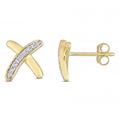 Julianna B 10K Yellow Gold 0.09CTW Diamond X Studs