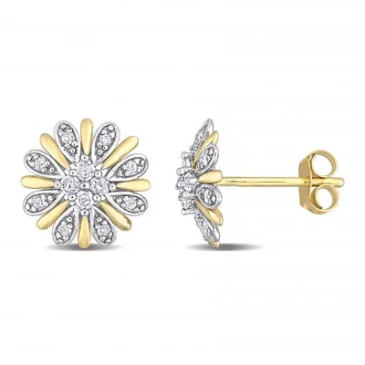 Julianna B 10K Yellow Gold 0.24CTW Diamond Flower Stud Earrings