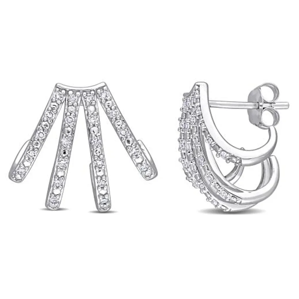 Julianna B 14K White Gold 0.22CTW Diamond Cuff Earrings