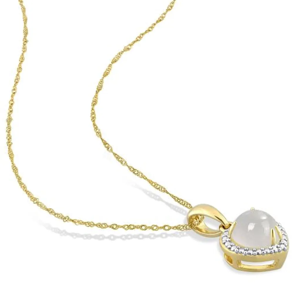 Julianna B 14K Yellow Gold Moonstone Pendant With Chain