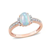 Julianna B 10K Rose Gold 0.07 CTW Diamond & Blue Ethiopian Opal Ring