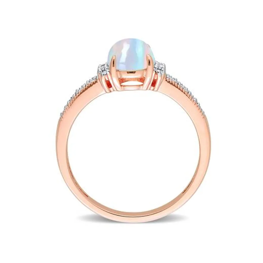 Julianna B 10K Rose Gold 0.07 CTW Diamond & Blue Ethiopian Opal Ring