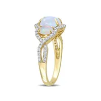 Julianna B 10K Yellow Gold 0.31CTW Diamond & Blue Ethiopian Opal Ring