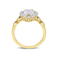 Julianna B 10K Yellow Gold 0.02CT Diamond, Opal & Created White Sapphire Ring