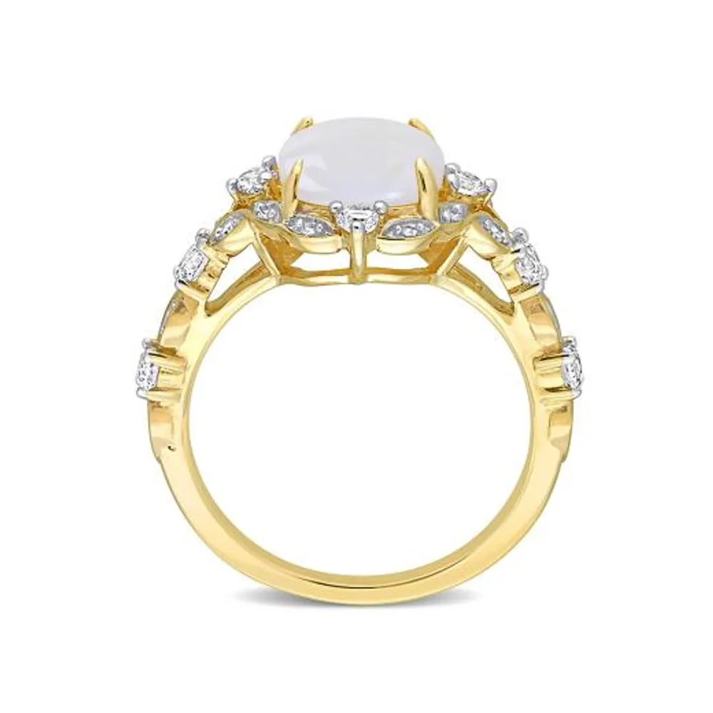 Julianna B 10K Yellow Gold 0.06 CTW Diamond, Opal & White Sapphire Ring