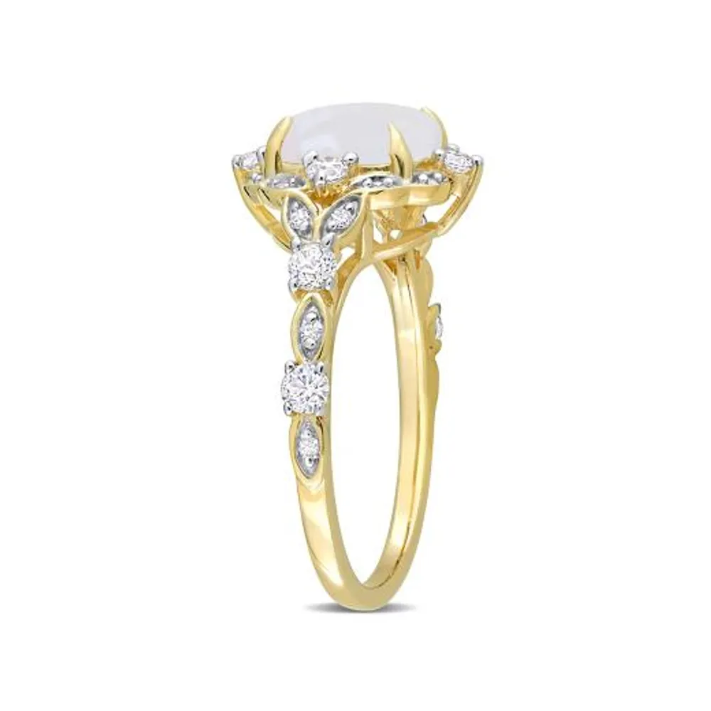 Julianna B 10K Yellow Gold 0.06 CTW Diamond, Opal & White Sapphire Ring