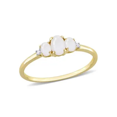 Julianna B 10K Yellow Gold 0.02 CTW Diamond & Opal 3 Stone Ring