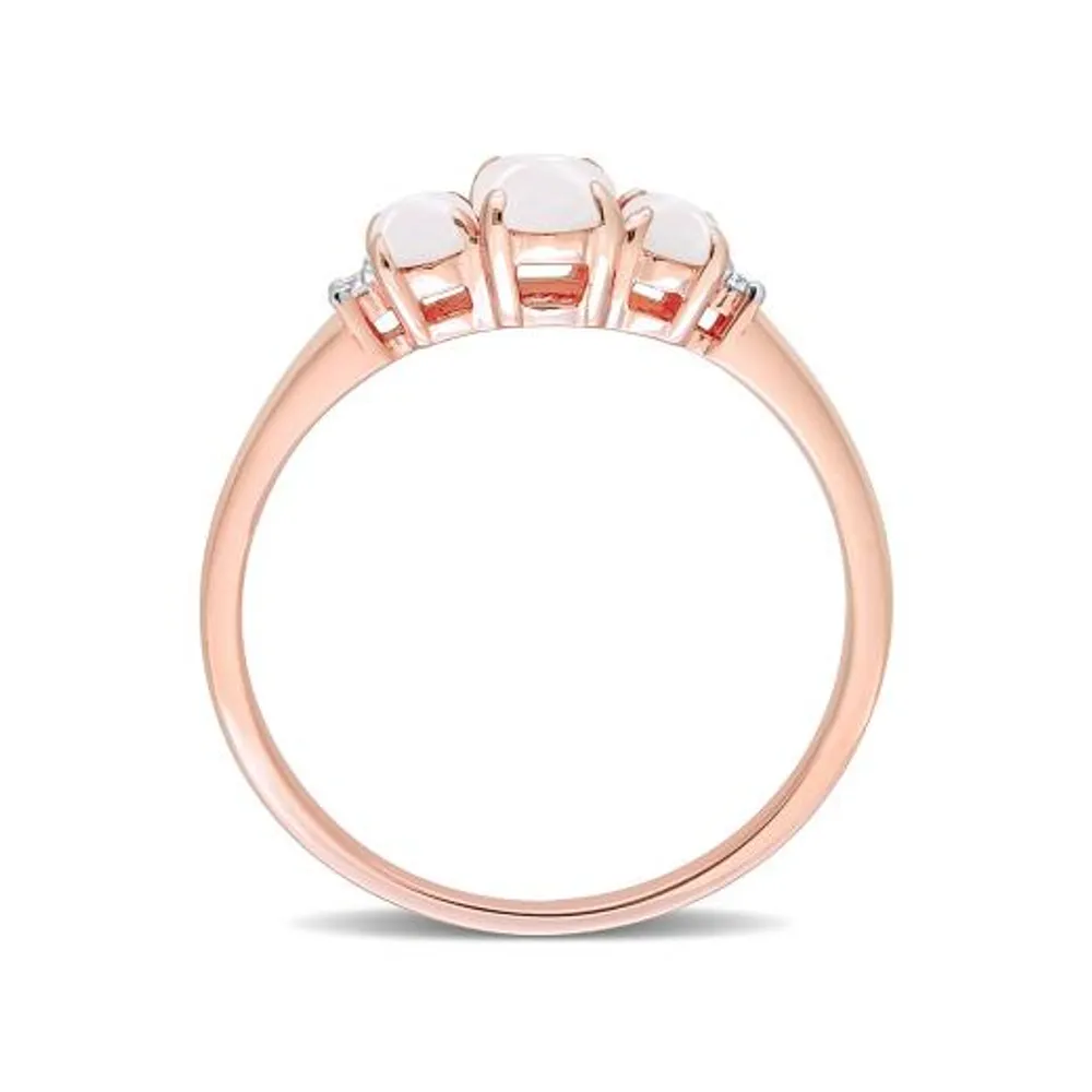 Julianna B 10K Rose Gold 0.02CT Diamond & Opal 3 Stone Ring