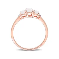 Julianna B 10K Rose Gold 0.02CT Diamond & Opal 3 Stone Ring