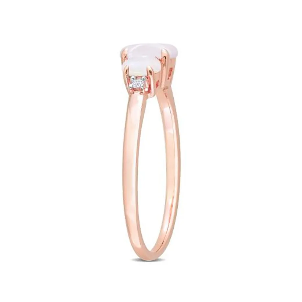 Julianna B 10K Rose Gold 0.02CT Diamond & Opal 3 Stone Ring