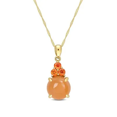 Julianna B 14K Yellow Gold Orange Moonstone & Orange Sapphire Necklace