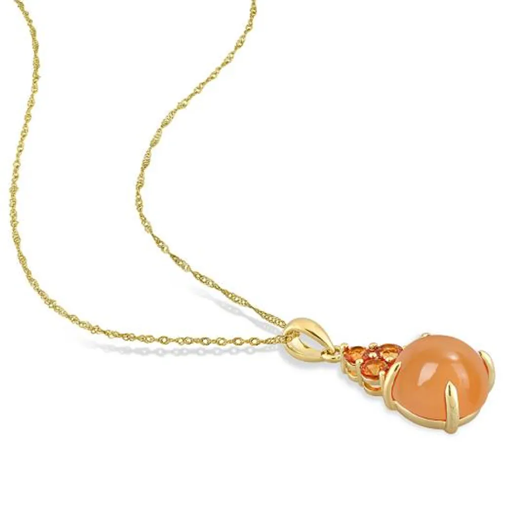 Julianna B 14K Yellow Gold Orange Moonstone & Orange Sapphire Necklace