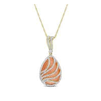 Julianna B 14K Yellow Gold 0.10 CTW Diamond & Orange Moonstone Necklace