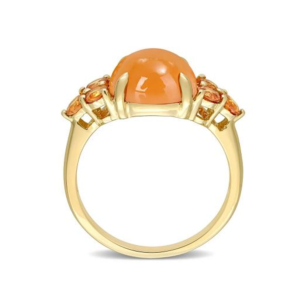 Julianna B 14K Yellow Gold Orange Moonstone & Sapphire Ring