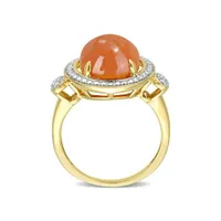 Julianna B 14K Yellow Gold 0.04 CTW Diamond & Orange Moonstone Ring