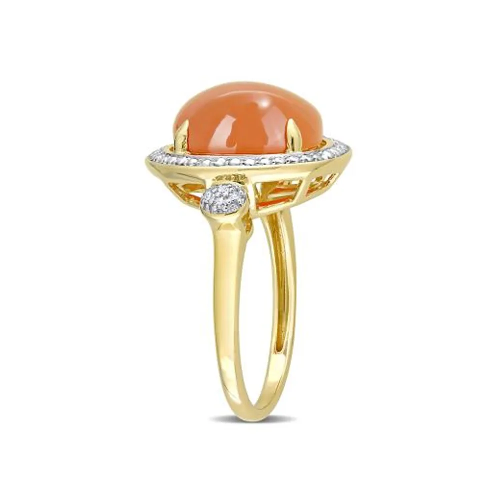 Julianna B 14K Yellow Gold 0.04 CTW Diamond & Orange Moonstone Ring