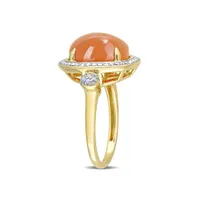 Julianna B 14K Yellow Gold 0.04 CTW Diamond & Orange Moonstone Ring