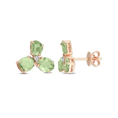 Julianna B 14K Rose Gold 0.024 CTW Diamond & Green Sapphire Earrings