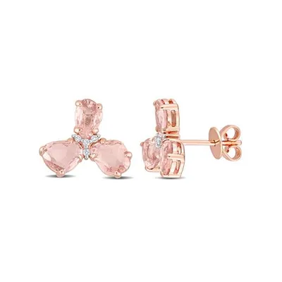 Julianna B 14K Rose Gold 0.04 CTW Diamond & Pink Sapphire Earrings