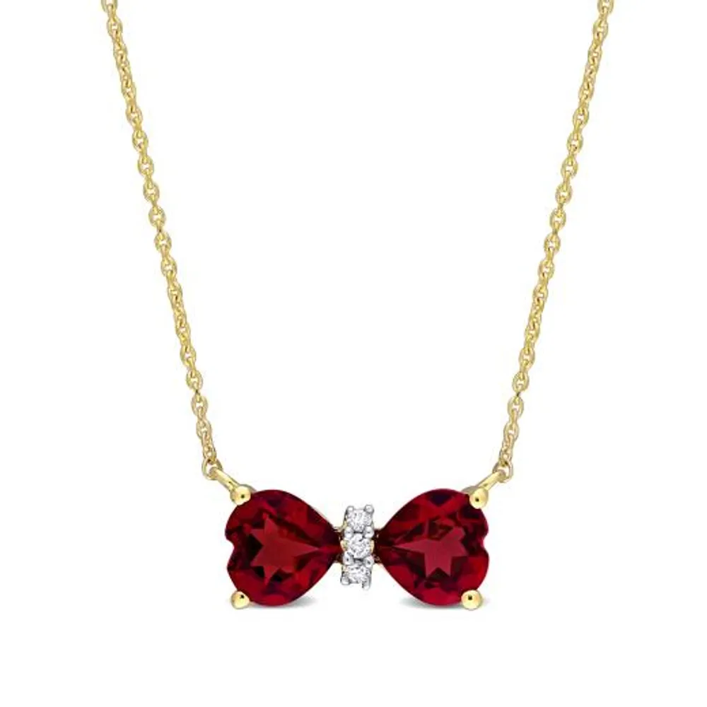 Julianna B 10K Yellow Gold 0.015 CTW Diamond & Garnet Necklace