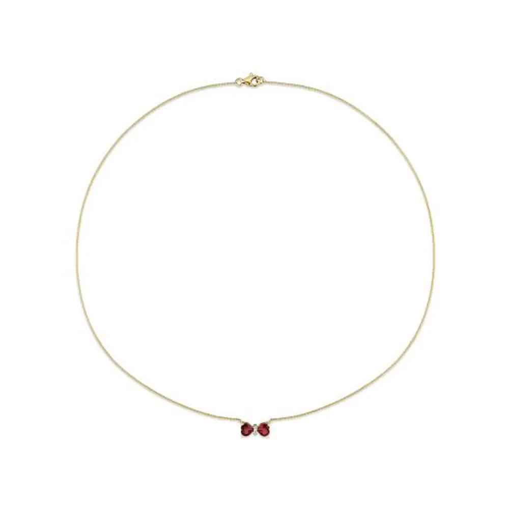 Julianna B 10K Yellow Gold 0.015 CTW Diamond & Garnet Necklace