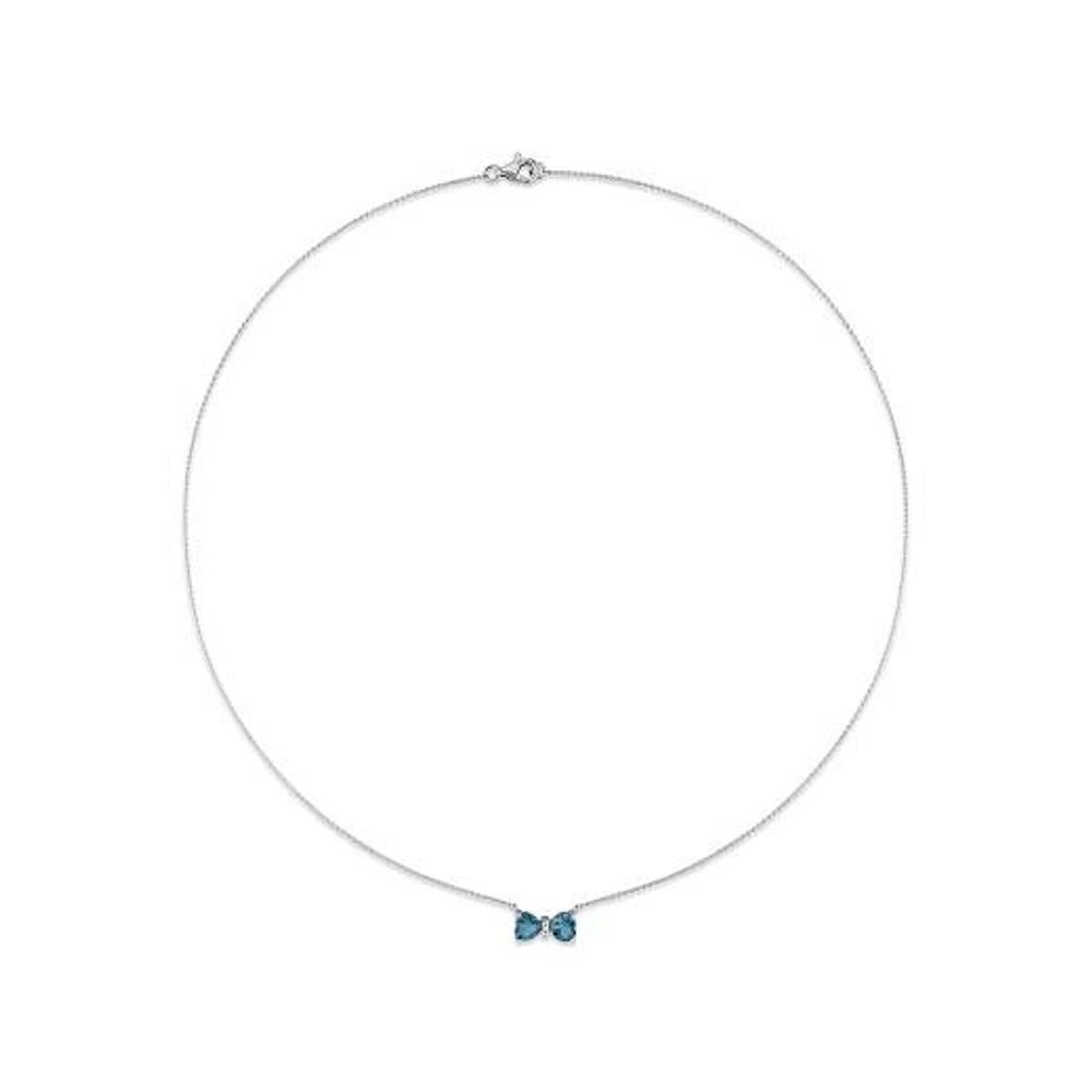 Julianna B 10K White Gold 0.015 CTW Diamond & Blue Topaz Necklace