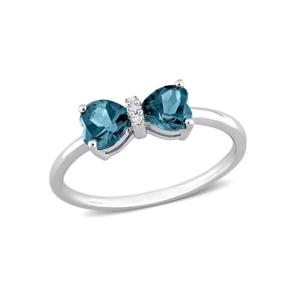 Julianna B 10K White Gold 0.015 CTW Diamond & Blue Topaz Ring