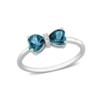 Julianna B 10K White Gold 0.015 CTW Diamond & Blue Topaz Ring