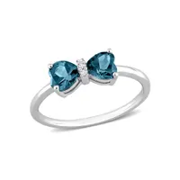 Julianna B 10K White Gold 0.015 CTW Diamond & Blue Topaz Ring