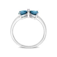 Julianna B 10K White Gold 0.015 CTW Diamond & Blue Topaz Ring