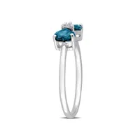 Julianna B 10K White Gold 0.015 CTW Diamond & Blue Topaz Ring