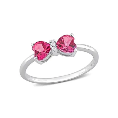 Julianna B 10K White Gold 0.015 CTW Diamond & Pink Topaz Ring