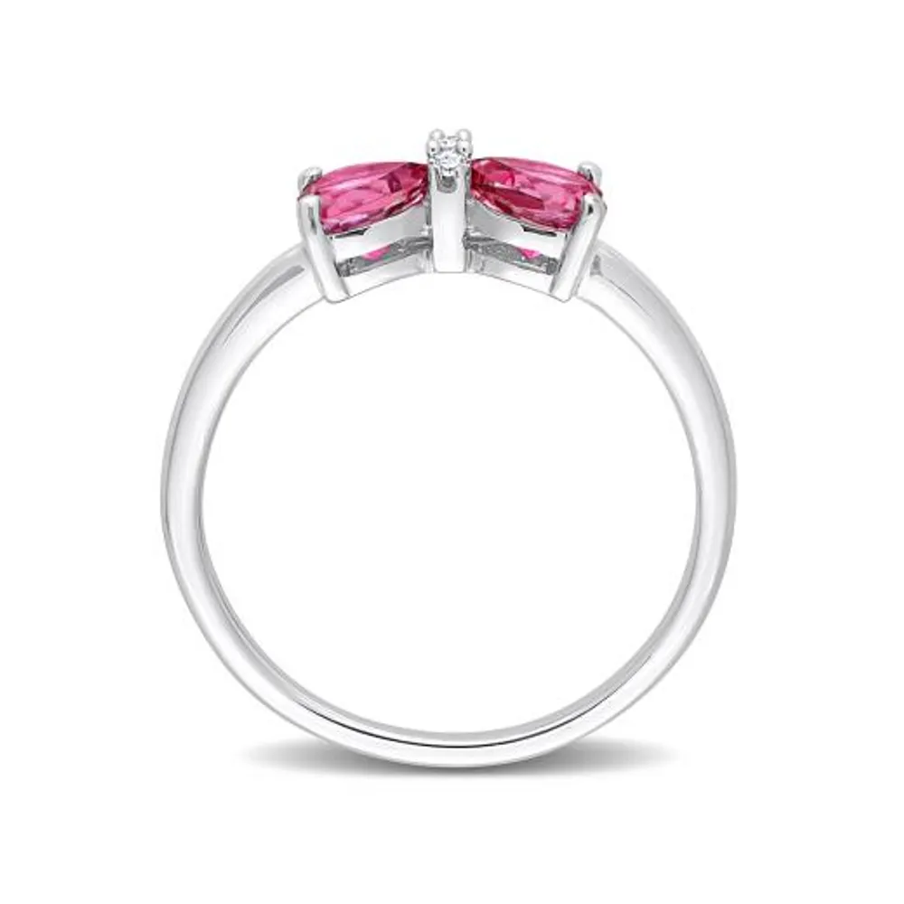 Julianna B 10K White Gold 0.015 CTW Diamond & Pink Topaz Ring