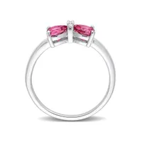 Julianna B 10K White Gold 0.015 CTW Diamond & Pink Topaz Ring