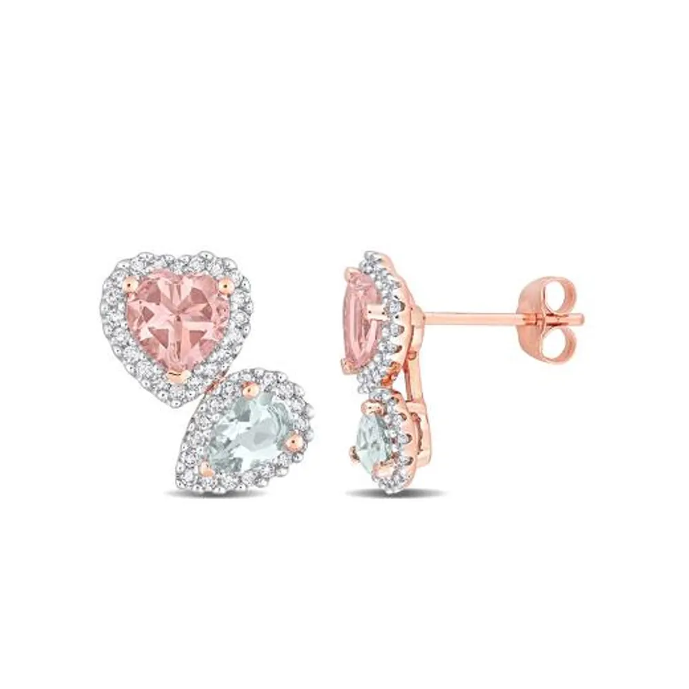 Julianna B 14K Rose Gold Diamond, Morganite & Aquamarine Earrings