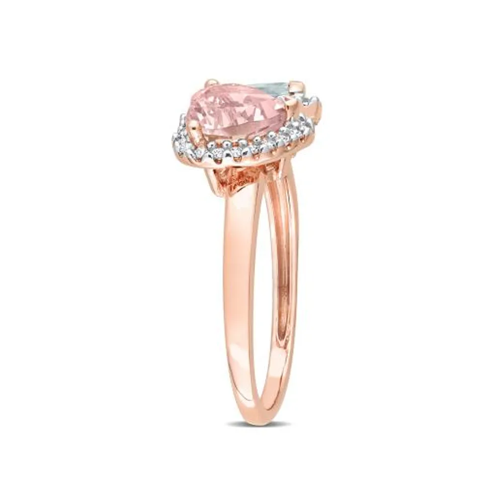 Julianna B 14K Rose Gold Diamond, Morganite & Aquamarine Ring