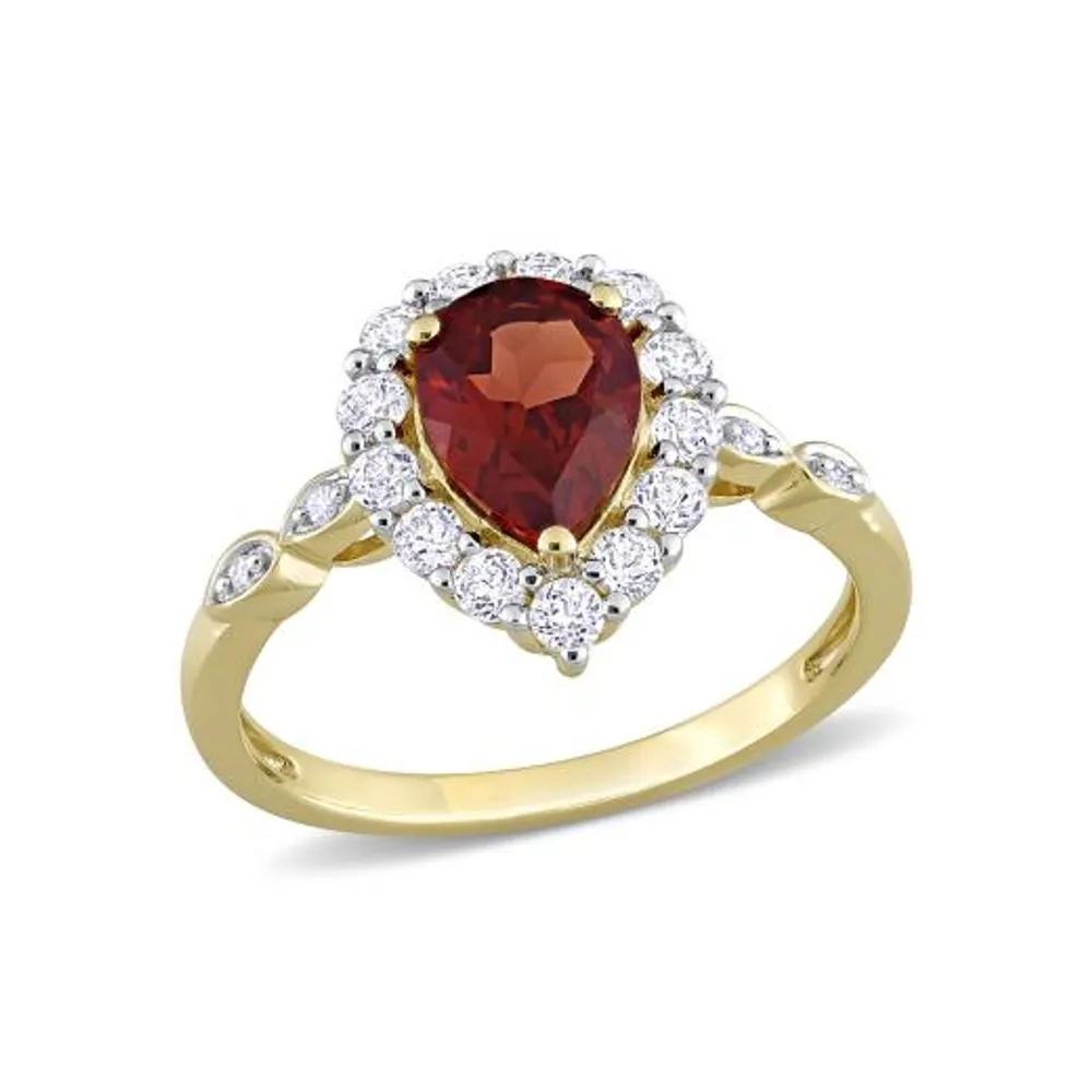 Julianna B 10K Yellow Gold 0.02 CTW Diamond, Garnet & White Topaz Ring