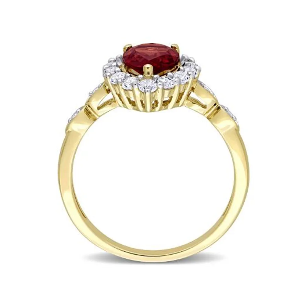 Julianna B 10K Yellow Gold 0.02 CTW Diamond, Garnet & White Topaz Ring