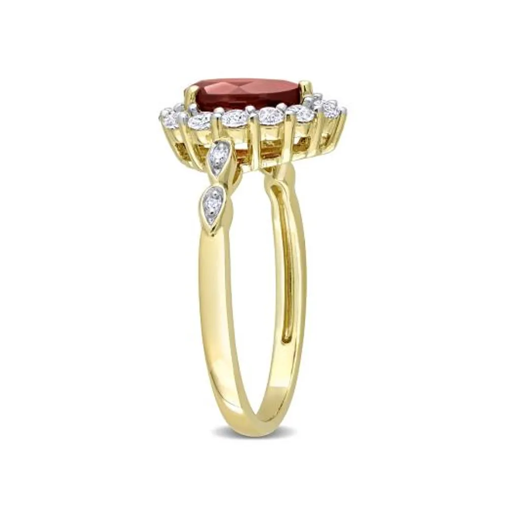 Julianna B 10K Yellow Gold 0.02 CTW Diamond, Garnet & White Topaz Ring