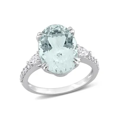 Julianna B 14K White Gold 0.41CTW Diamond & Marine Ring