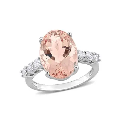 Julianna B 14K White Gold 0.40CT Diamond and Morganite Ring