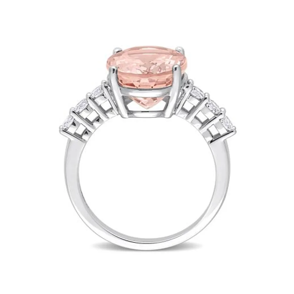 Julianna B 14K White Gold 0.40CT Diamond and Morganite Ring